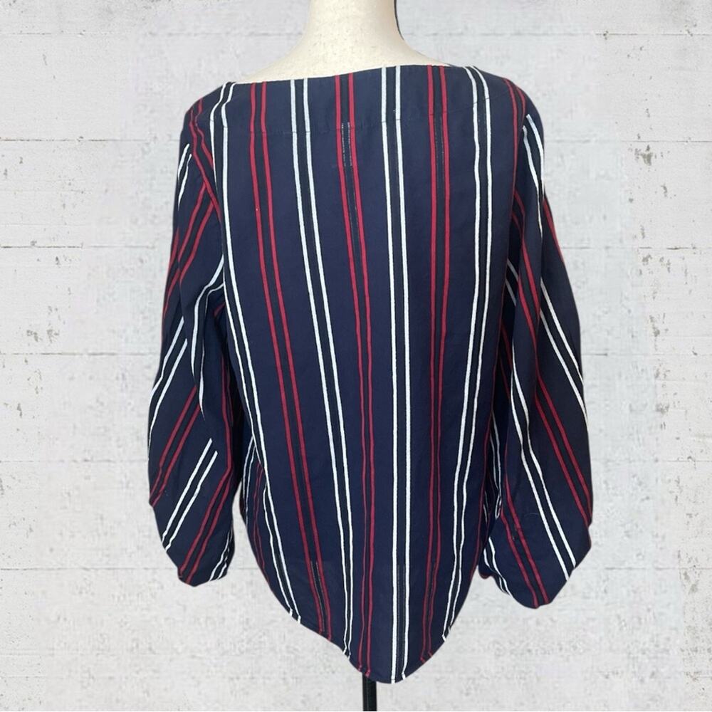 CAbi Top Womens Large Striped Flag Blouse Red White & Blue Americana Coastal - Picture 7 of 11